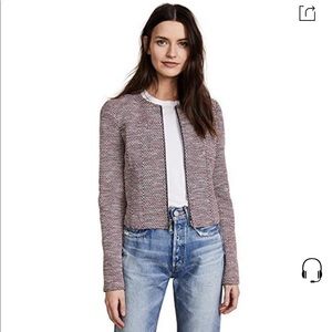 Theory Ualana Z Beacon Tweed Zip-front Cropped Jacket In Deep Navy Multi